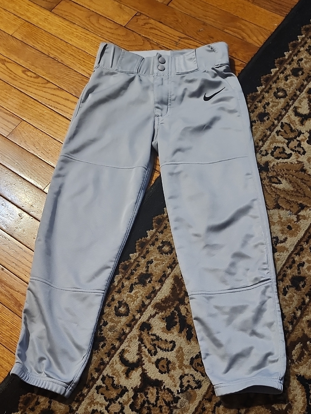 Nike Kids Light Gray Jogger Sweatpants with Black Swoosh; Medium